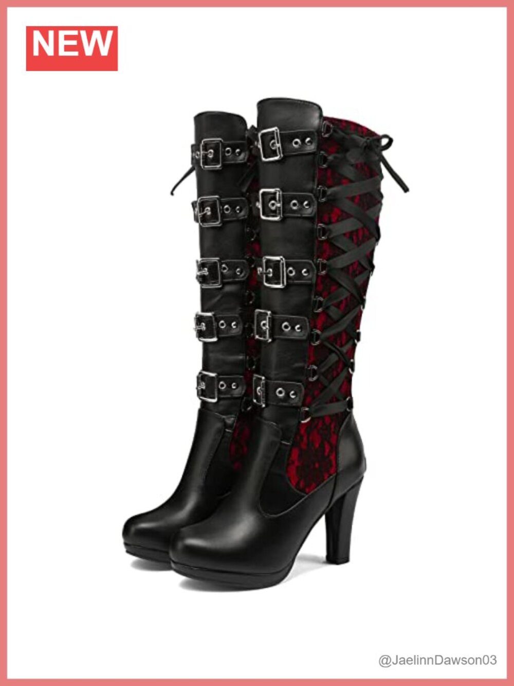 Goth Knee High Lace Up Block Heel Boots
